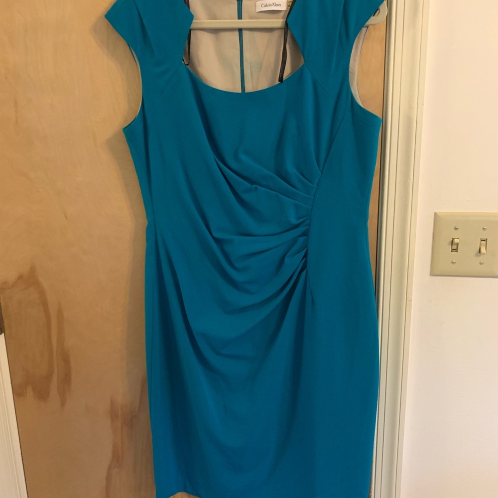 Calvin Klein Blue Ruched Sheath Mini Dress